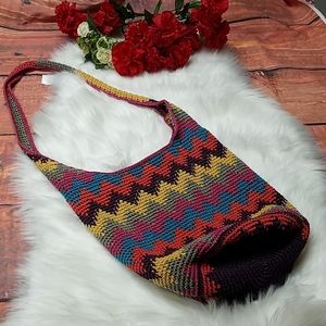 The Sak rainbow chevron hobo crocheted bag